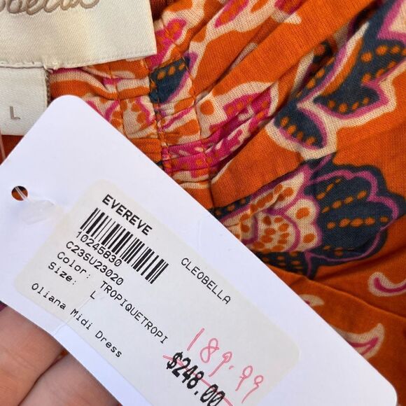 NWT Cleobella Oliana Dress Size Large Orange Floral - Picture 8 of 8